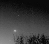 Jupiter appeared as a bright white 'star' in the constellation of Virgo in January 2005. Click for full-size picture, 132 KB.