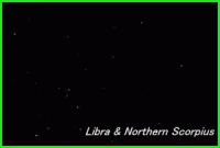 Photograph showing the constellation of Libra, the Balance and the Northern region of Scorpius, the Scorpion. Click for a full-size photo, 57 KB (Copyright Martin J Powell, 2006)