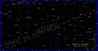 Paths of Mars and Saturn from September 2011 to August 2012. Click for full-size version, 179 KB (Copyright Martin J Powell 2011)