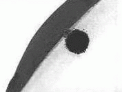 The 'black drop effect' sketched during a transit of Mercury in 2003. Click for larger image, 3 KB (Image: Richard McKim/BAA)