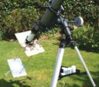 Projecting the Sun's image by telescope. Click for larger version, 12 KB (Image: Sky At Night Magazine)