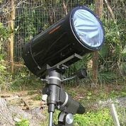 A telescope fitted with an aluminised mylar filter. Click for larger version, 13 KB (Image: Don Cross)