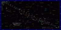 Star chart showing the paths of Venus, Mercury, Jupiter and Uranus through Aquarius, Pisces, Aries and Taurus from mid-January to early June 2012. Click for full-size version, 180 KB (Copyright Martin J Powell 2011)